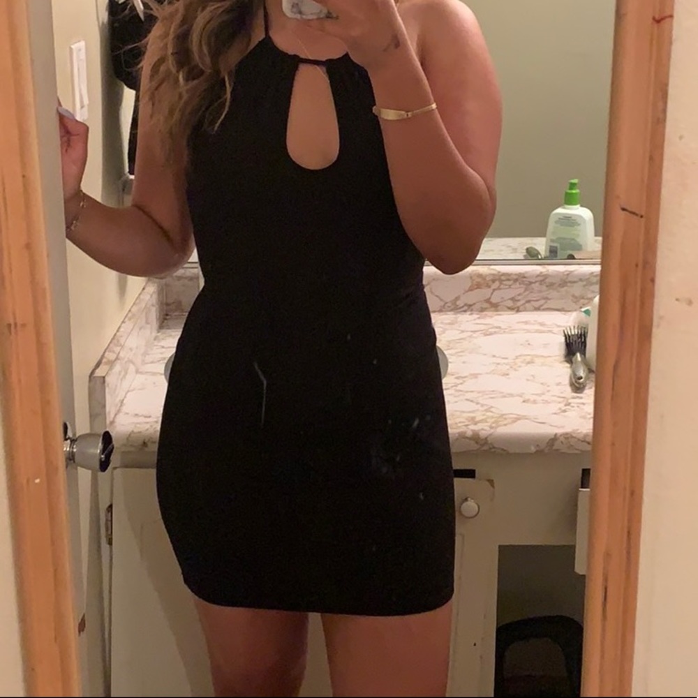 black body-con dress